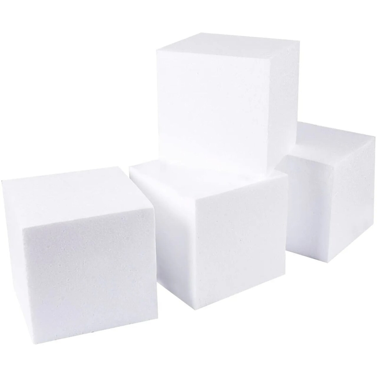 4 Pack Foam Cube Squares for Crafts, 6x6x6" White Blocks for, DIY Projects